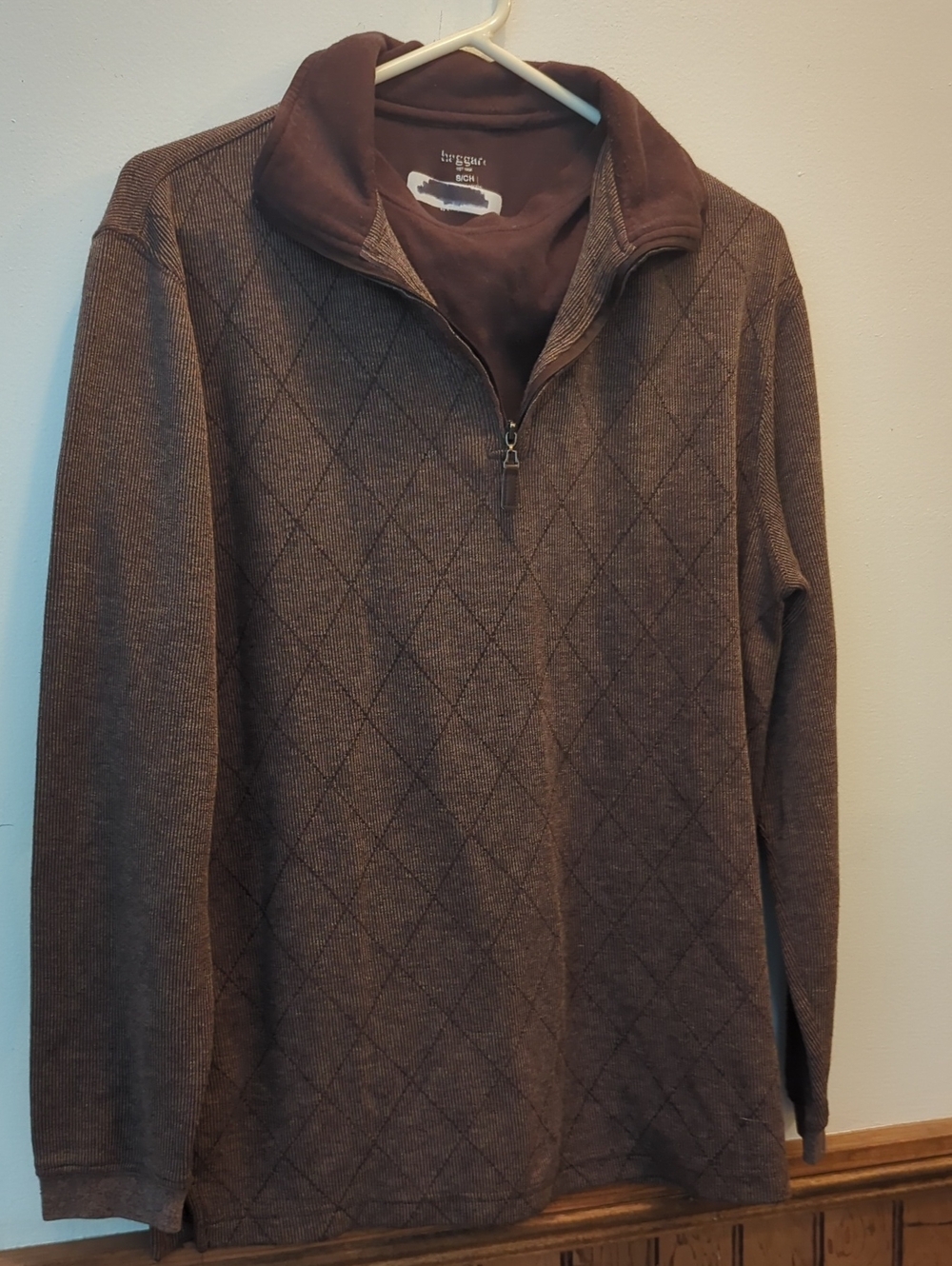 Hagger Men's Brown Geometric Quarter-Zip Size S (CH )